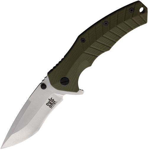 SKIF Knives Griffin Framelock Pocket Knife Stonewash Olive - SKF422SEG 