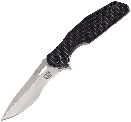 SKIF Knives Defender Framelock Pocket Knife Stonewash Black - SKF423SE 