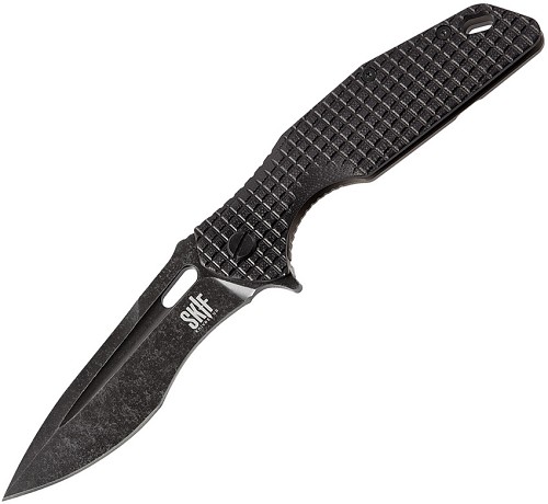 SKIF Knives Defender Framelock Pocket Knife Black Stonewash - SKF423SEB 