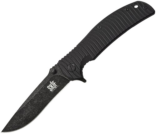 SKIF Knives Urbanite Framelock Pocket Knife Black Stonewash - SKF425SEB 