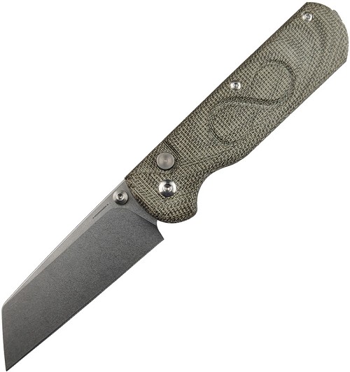 Straight Line Rox Button Lock Pocket Knife Green Micarta - STR8RXGC 
