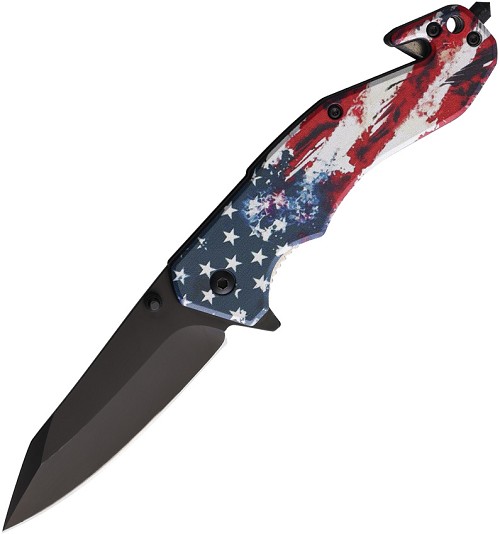 S-TEC Linerlock Pocket Knife Spring Assisted Flag - STT270193 
