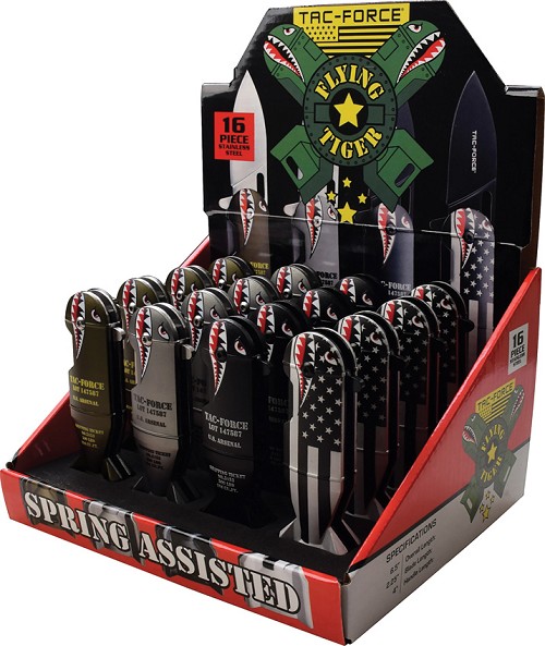 Tac Force 16pc Spring Assisted Knife Assortment - TF1039POP 