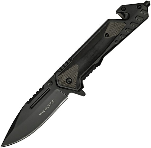 Tac Force Linerlock Pocket Knife Spring Assisted Black - TF1045BK 