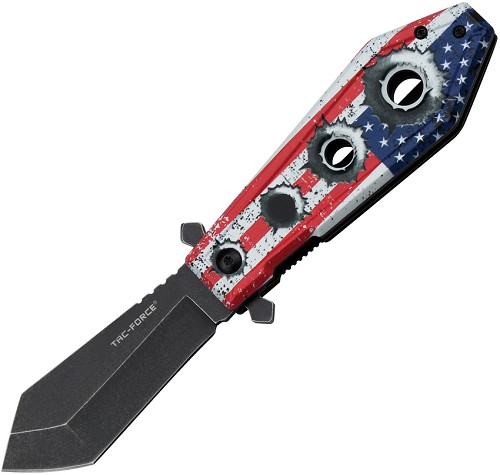Tac Force Linerlock Pocket Knife Spring Assisted US Flag - TF1048F 
