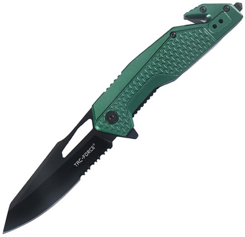 Tac Force Rescue Linerlock Pocket Knife A/O Green - TF2015GN 