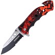 Tac Force Rescue Linerlock Pocket Knife Spring Assisted Red - TF498RC 