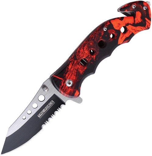 Tac Force Rescue Linerlock Pocket Knife Spring Assisted Red - TF498RC 