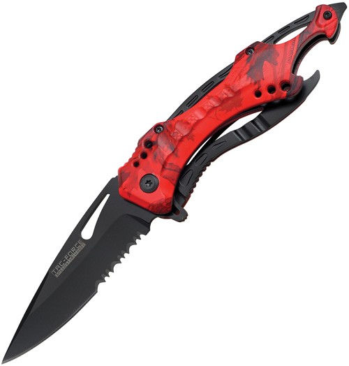 Tac Force Linerlock Pocket Knife Spring Assisted Red Camouflage - TF705RC 