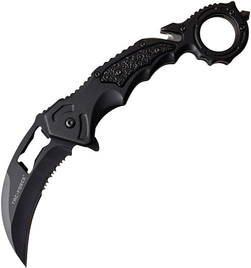 Tac Force Knives Karambit Linerlock Pocket Knife A/O Black - TF972BK 