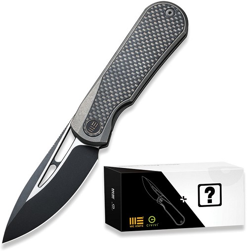We Knife Co Ltd Baloo Framelock Pocket Knife Mystery Box Twill Carbon Fiber - WE210332MB 