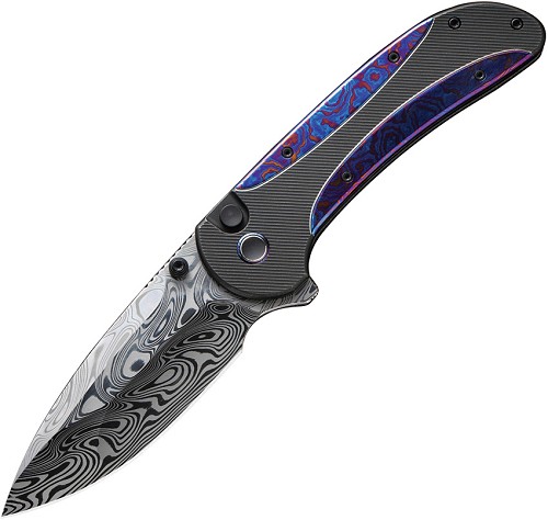 We Knife Co Ltd Zizzit Button Lock Pocket Knife Timascus - WE23031DS1 