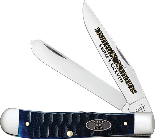 Case Cutlery Ocean Blue Bone Gator Jig Trapper Pocket Knife - CA53980 