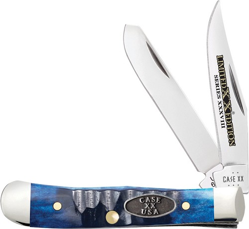 Case Cutlery Ocean Blue Bone Gator Jig Trapper Pocket Knife - CA53984 