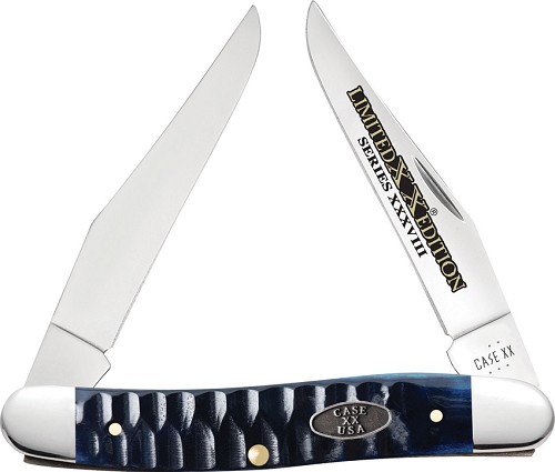 Case Cutlery Ocean Blue Bone Gator Jig Muskrat Pocket Knife - CA53985 