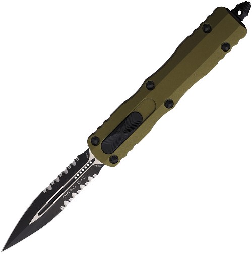 Microtech Automatic Pocket Knife Dirac D/E OTF Fully Serrated OD Green - MCT2252OD 