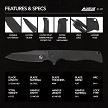 STAT117BLK StatGear Knives Ausus-Slim Linerlock Pocket Knife Black 